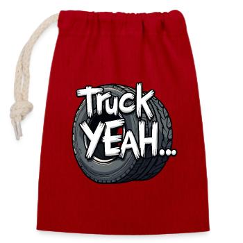 Truck Yeah! - Verschließbarer Geschenkbeutel aus Baumwolle (14x20cm) - Rot - Vorne