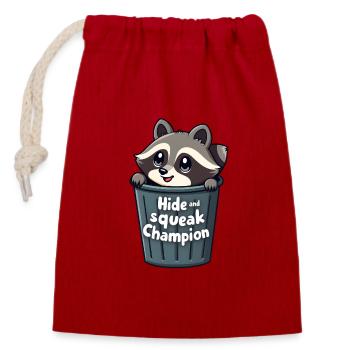 Champion de cache-cache et de grincement - Sac cadeau en coton avec cordon (14 x 20 cm) - rouge - Devant