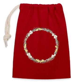 Floral Wreath, Personalizable - Closable cotton gift bag (14x20cm) - red - Front