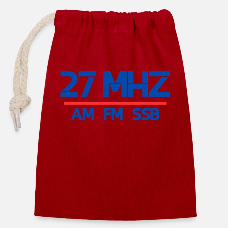 27 MHz sur ssb FM - Sac cadeau en coton avec cordon (14 x 20 cm) - rouge