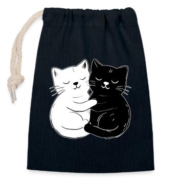 Cute cats – simple & stylish - Closable cotton gift bag (14x20cm) - navy - Front
