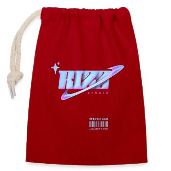 Rizz Studio Galaxy Look - Verschließbarer Geschenkbeutel aus Baumwolle (14x20cm) - Rot - Vorne