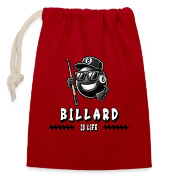 Billard ist Leben – Cooles 8-Ball Design - Verschließbarer Geschenkbeutel aus Baumwolle (14x20cm) - Rot - Vorne