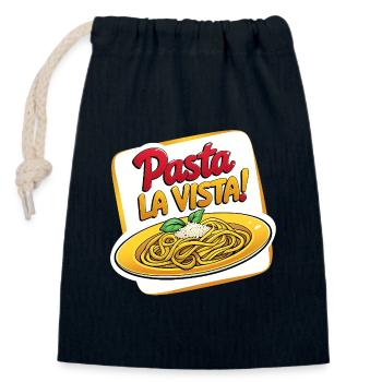 Pasta La Vista - Closable cotton gift bag (14x20cm) - navy - Front