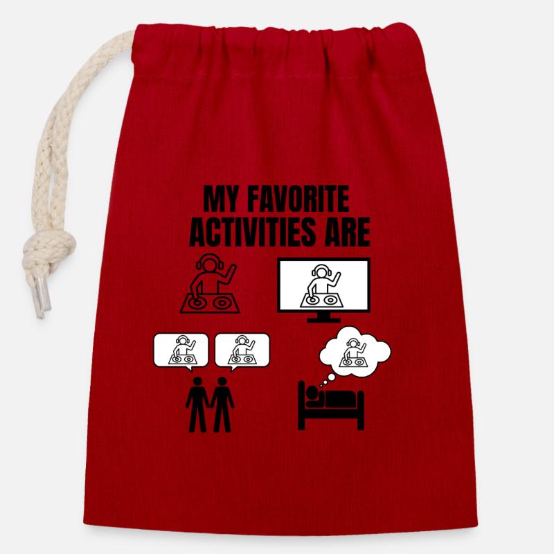 MY FAVORITE ACTIVITIES ARE for light background - Closable cotton gift bag (14x20cm) - red