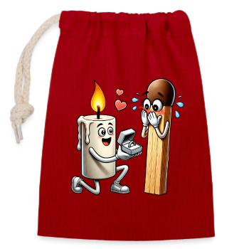 Bougie amour match - Sac cadeau en coton avec cordon (14 x 20 cm) - rouge - Devant