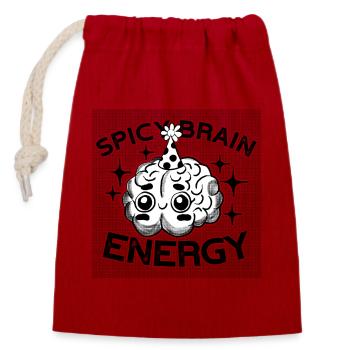 Spicy Brain Energy – ADHD Chaos Humor - Verschließbarer Geschenkbeutel aus Baumwolle (14x20cm) - Rot - Vorne