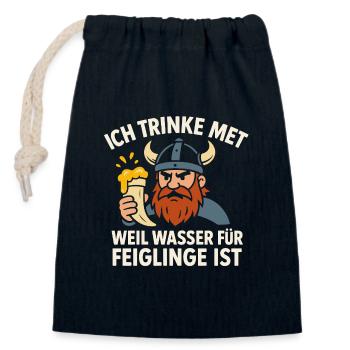 Ich trinke Met - Verschließbarer Geschenkbeutel aus Baumwolle (14x20cm) - Navy - Vorne