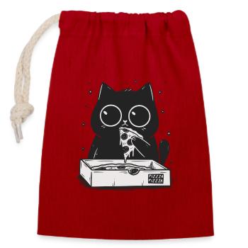 Pizza kitty - Closable cotton gift bag (14x20cm) - red - Front