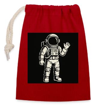 Space Buddy - Verschließbarer Geschenkbeutel aus Baumwolle (14x20cm) - Rot - Vorne