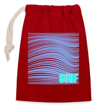 Surfen Welle Linie Wellenreiten - Verschließbarer Geschenkbeutel aus Baumwolle (14x20cm) - Rot - Vorne