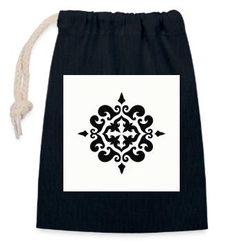Élégant motif ornemental noir - Sac cadeau en coton avec cordon (14 x 20 cm) - bleu marine - Devant