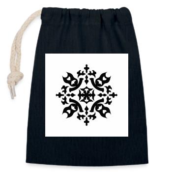 Kompliziertes schwarzes Schneeflockenmuster - Verschließbarer Geschenkbeutel aus Baumwolle (14x20cm) - Navy - Vorne