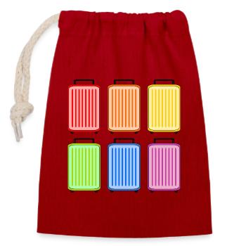 SUITCASE RAINBOW - Closable cotton gift bag (14x20cm) - red - Front