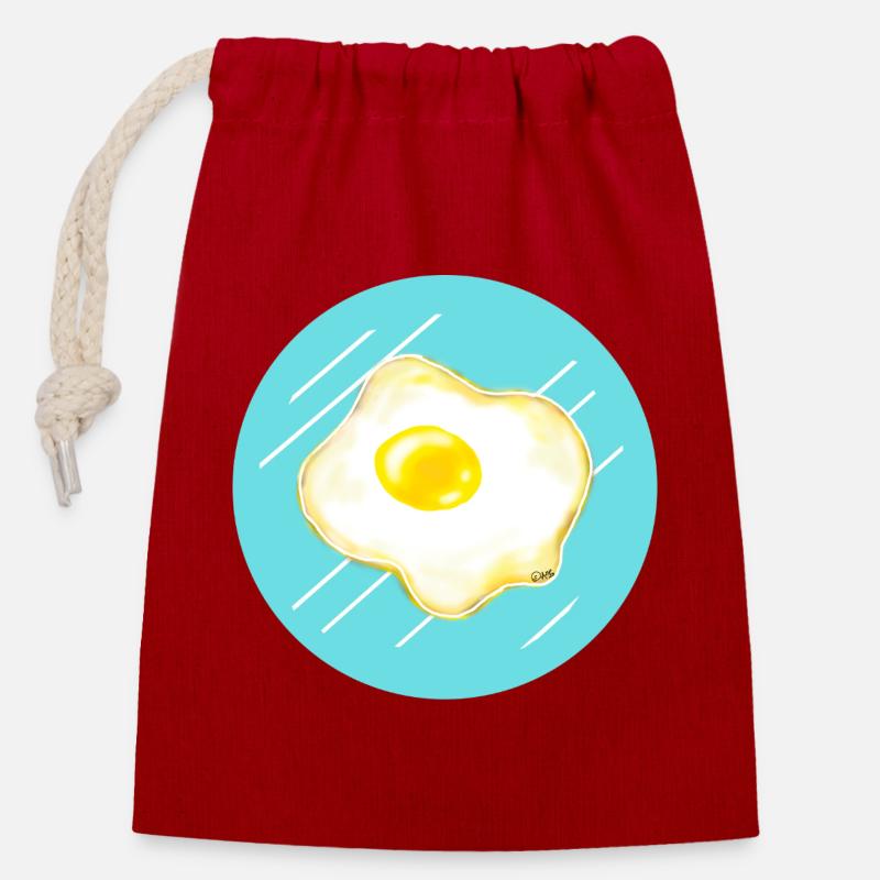 fried egg - Closable cotton gift bag (14x20cm) - red