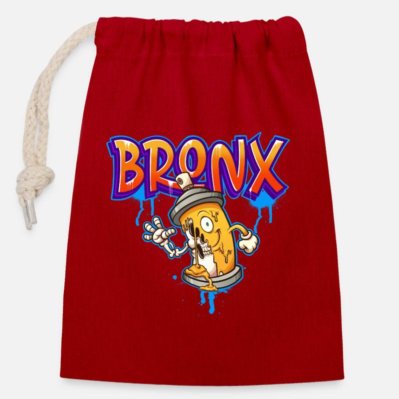 Bronx Graffiti - Verschließbarer Geschenkbeutel aus Baumwolle (14x20cm) - Rot