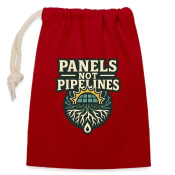 Panels Not Pipelines - Closable cotton gift bag (14x20cm) - red - Front