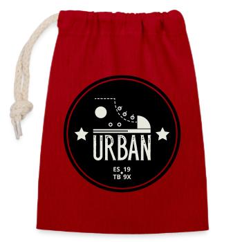 Urban Style Badge Featuring Red Sneaker and Bold  - Sac cadeau en coton avec cordon (14 x 20 cm) - rouge - Devant