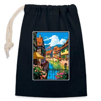 Colmar, Frankreich, Vintage-Reiseplakat Cityscape WPA - Verschließbarer Geschenkbeutel aus Baumwolle (14x20cm) - Navy - Vorne