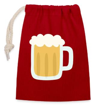 Schaumiger Bierkrug Illustration - Verschließbarer Geschenkbeutel aus Baumwolle (14x20cm) - Rot - Vorne