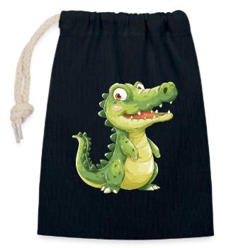 Niedliches Baby Krokodil - Verschließbarer Geschenkbeutel aus Baumwolle (14x20cm) - Navy - Vorne