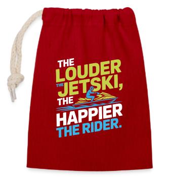Plus le pilote de jetski est bruyant - Sac cadeau en coton avec cordon (14 x 20 cm) - rouge - Devant