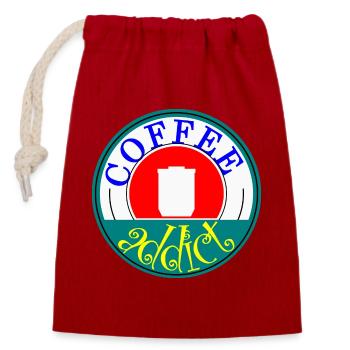 Coffee Addict Retro Abzeichen Design - Verschließbarer Geschenkbeutel aus Baumwolle (14x20cm) - Rot - Vorne