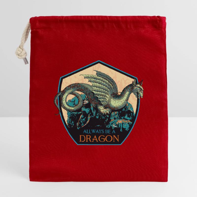 Mythical Dragon Crest and Magic Elements Closable cotton gift bag (14x20cm)