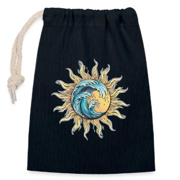 Conception de fusion du soleil et des vagues - Sac cadeau en coton avec cordon (14 x 20 cm) - bleu marine - Devant