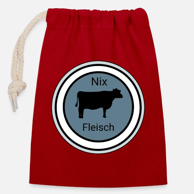 Nix Fleisch Silhouette - Verschließbarer Geschenkbeutel aus Baumwolle (14x20cm) - Rot