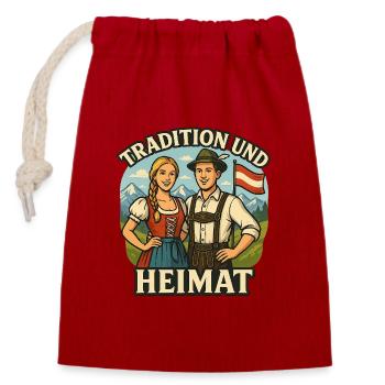 Tradition und Heimat Trachtenfreude - Verschließbarer Geschenkbeutel aus Baumwolle (14x20cm) - Rot - Vorne