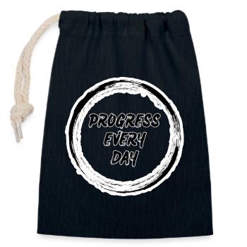 Progress Every Day Zen Circle  - Closable cotton gift bag (14x20cm) - navy - Front