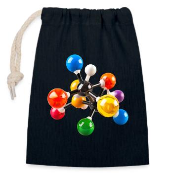 Colorful Molecular Structure Pattern - Closable cotton gift bag (14x20cm) - navy - Front