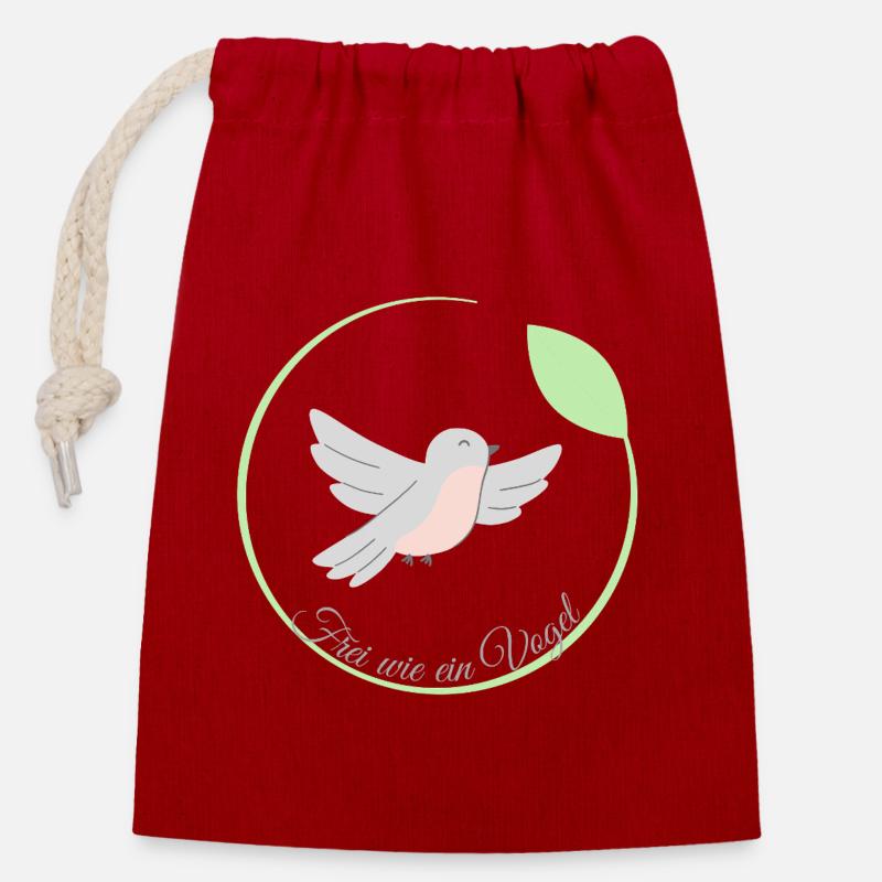 Free as a bird - Closable cotton gift bag (14x20cm) - red