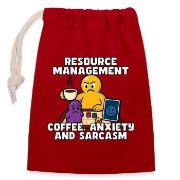 Resource Management: Coffee & Anxiety - Closable cotton gift bag (14x20cm) - red - Front