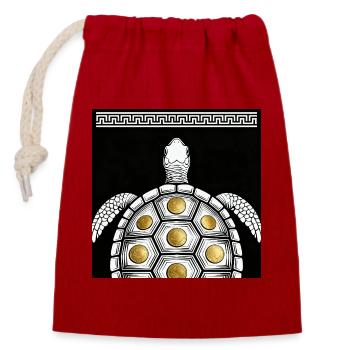 Turtle Coin Plate - Closable cotton gift bag (14x20cm) - red - Front