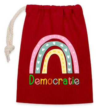 Regenbogen-Demokratie - Verschließbarer Geschenkbeutel aus Baumwolle (14x20cm) - Rot - Vorne