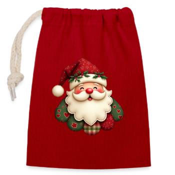 Kuscheliger Weihnachtsmann - Verschließbarer Geschenkbeutel aus Baumwolle (14x20cm) - Rot - Vorne