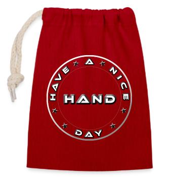 Have a Nice Day Metallic Hand Emblem - Closable cotton gift bag (14x20cm) - red - Front