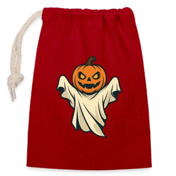 Halloween Pumpkin Ghost Spooky Design - Closable cotton gift bag (14x20cm) - red - Front