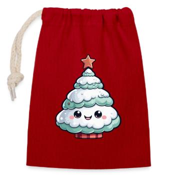 Étoile d’arbre enneigé pastel - Sac cadeau en coton avec cordon (14 x 20 cm) - rouge - Devant