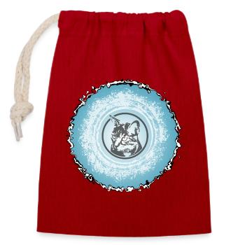 Cat Circle Blue Silhouette - Closable cotton gift bag (14x20cm) - red - Front