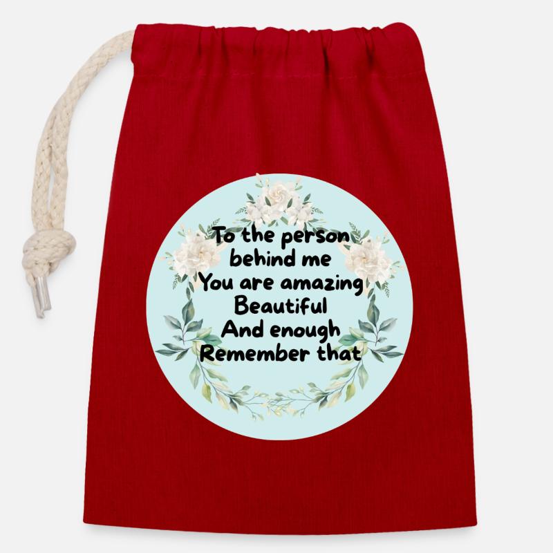 Flower Wreath Courage Circle - Closable cotton gift bag (14x20cm) - red