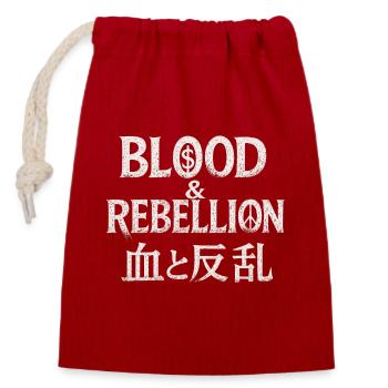 Glyphen 'Blut' und 'Rebellion' - Verschließbarer Geschenkbeutel aus Baumwolle (14x20cm) - Rot - Vorne