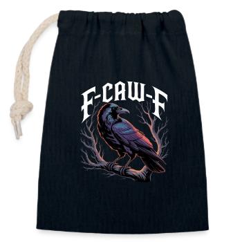 F-CAW-F Krähe – Rabe Sarkasmus Gothic Design - Verschließbarer Geschenkbeutel aus Baumwolle (14x20cm) - Navy - Vorne
