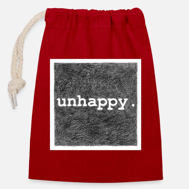 Unhappy - Closable cotton gift bag (14x20cm) - red