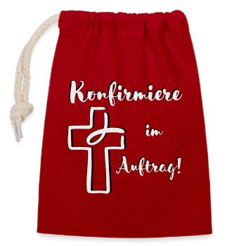 Confirm on behalf of light fish dips in cross - Closable cotton gift bag (14x20cm) - red - Front