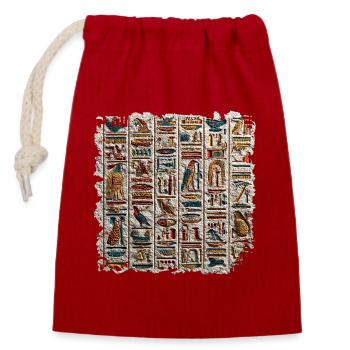 Ägyptische Hieroglyphen Steinrelief - Verschließbarer Geschenkbeutel aus Baumwolle (14x20cm) - Rot - Vorne