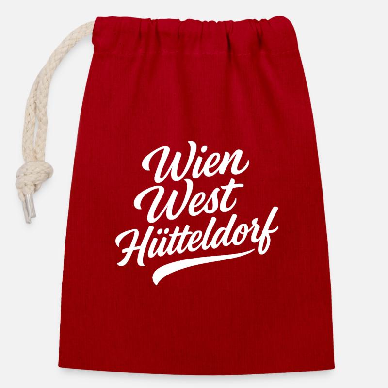 Vienna West Hütteldorf - Closable cotton gift bag (14x20cm) - red