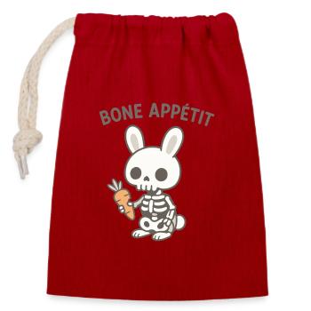 Knochen Appetit Skelett Hase - Verschließbarer Geschenkbeutel aus Baumwolle (14x20cm) - Rot - Vorne